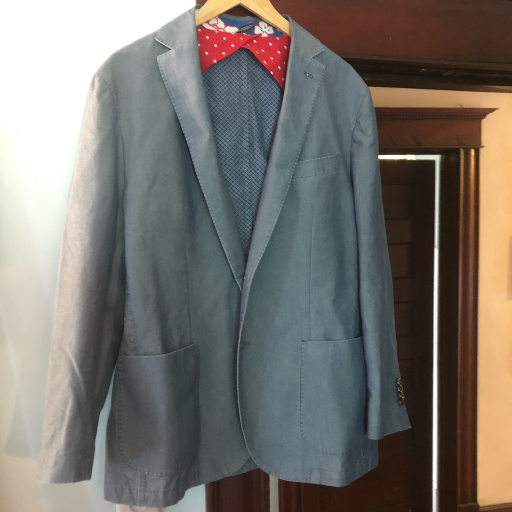 L.B.M 1911 FLY Light Blue chambray Casual Blazer made in Italy